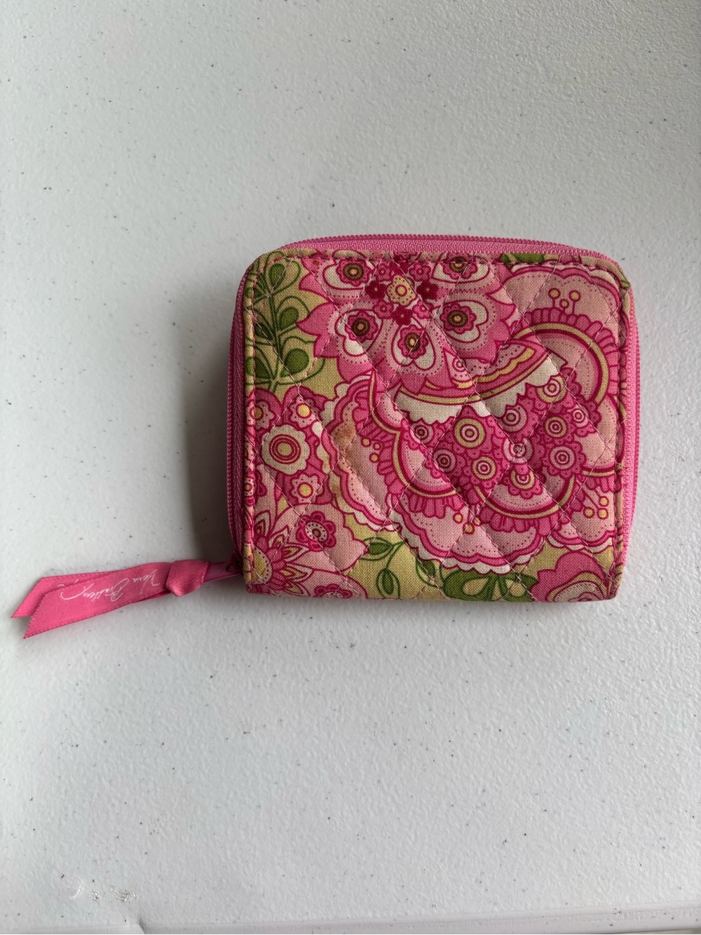 Vera Bradley Pink Floral Quilted Zip Wallet